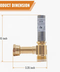 Three Quarter Inch Stainless Steel Water Hammer Arrestor Angled Swivel Fitting With GHT Male To Female Built To Last Product Dimensions