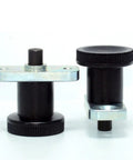 Heavy Duty Carbon Steel Indexing Plunger With Flange Lock And Spring Pin, black and silver, suitable for machinery and jigs.