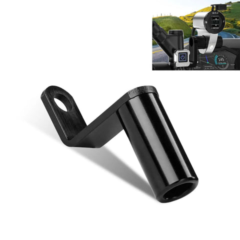Beefy Aluminum Motorcycle Conversion Bracket With Rearview Mirror Extension Rod Mount Universal Fit For Most Cars Black