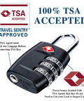 4 Pack 3 Digit Combination Luggage Locks TSA Approved For Travel On The Go Durable Padlocks, close-up with TSA symbol