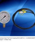 Pro Grade Hydraulic Hose Pressure Test Kit With Gauge, M16 To Quarter Inch BSP, 250 Bar And 3600 PSI, 1.5m Hose