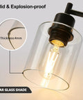 Close-up of clear glass shade on Pair Of Slick Smart Touch Table Lamps With USB C And USB A Ports and AC outlet, industrial look.