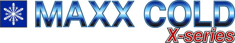 Logo of MAXX COLD X-series with a snowflake symbol, representing commercial refrigeration equipment.