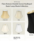 Flare Bottom Outside Corner Scalloped Lamp Shade Set White 6.5 X 12 X 9.25 Inches 2 Pack Hand Tailored Silk Type Shantung Fabric display
