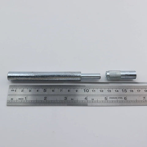 3/8 Inch 16 Internal Thread Drop In Anchors Zinc Plated Wedge Anchors with ruler in background for scale, concrete fastening tools.