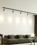 Living room with GU10 LED Light Bulbs 7W Warm White 3000K 650 Lumens in track lighting over sofa and coffee table