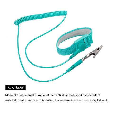 ESD Anti Static Wrist Strap 5ft PU Adjustable Antistatic Bracelet Set Wired Grounding Band For Computer Electronics Repair