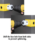 Bi-Metal Lock Installation Kit with adjustable guide template used on steel door for precise drilling.