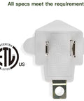 Back view of 2 Pack ETL Listed 3-Prong To 2-Prong Adapter, Polarized Grounding Converter, 125V 15A rating