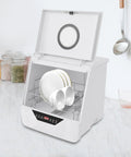 Ace Portable Countertop Dishwasher With Four Smart Wash Modes And Turbo 360 Spray For Zero Drama No Sweat Sanitizing In Small Apartments Tiny Homes And Rv Camper Gear Where Counter Space Is Limited But Results Better Be Boss Level, showcasing plates and bowls inside.