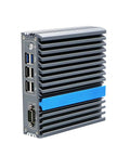 Built Like A Tank Fanless Industrial PC Featuring Intel Celeron J3710 Or J3160 showing rear ports, industrial design, and aluminum casing.