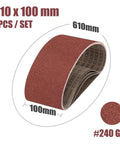 Heavy Duty Abrasive Screen Band Sander Belts For Effortless Grinding And Flawless Polishing, 5 Pack Sized 610X100MM, 240 Grit