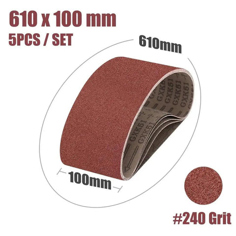 Heavy Duty Abrasive Screen Band Sander Belts For Effortless Grinding And Flawless Polishing, 5 Pack Sized 610X100MM, 240 Grit