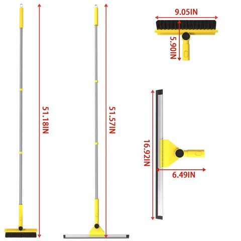 Multi Purpose V Shaped Grout Brush And Floor Squeegee Set With 16.9 Inch Long Handles For Cleaning Bathroom Tiles Corners