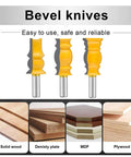 One Half Inch Shank Crown Molding Router Bit Set Three Piece For Edge Forming And Corner Rounding On Doors And Cabinets