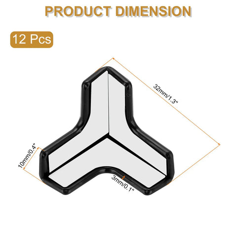 Solid T Shaped Corner Guards, 12 Pack Soft PVC Furniture Bumpers For Kids Safety, detailed dimensions of corner guard.