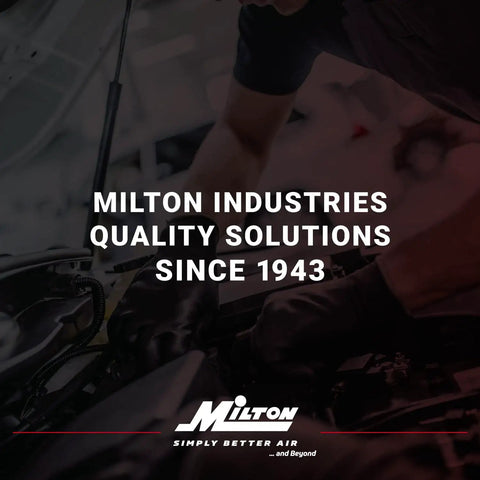 Person working on machinery, Milton Industries logo and text 'Quality Solutions Since 1943' visible