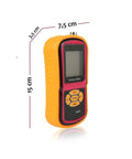Built-In Probe Vibration Meter With One-Hand Operation For Motors Pumps And Fans Measures Acceleration Velocity And Displacement With No-Fuss Real-Time Readouts On A Large Backlit LCD For Quick Industrial Maintenance And Vibration Analysis, orange handheld with 15 cm height