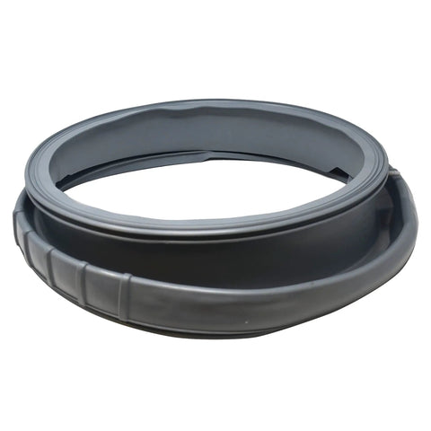 Washer Door Boot Gasket Replacement For Samsung And Kenmore Front Load Washers DC97-16596A OEM Seal, black rubber, side view.