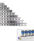 7 Way Pneumatic Manifold Air Distribution Block With G1/2 Supply Ports And G1/4 Output Ports In Aluminum Alloy, side view