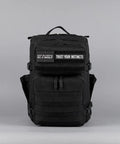 Front view of black 35L Tactical Gym Backpack Built For Everyday Use, Tough As Nails 1000D Waterproof Oxford Fabric with MOLLE Webbing.