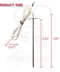 7 Inch RTD Temperature Probe Sensor Replacement For Grills And Smokers Internal Ambient Probe Compatible With Traeger And Z Grill Pellet Grills Grills Pro Grade Premium 304 Stainless Steel PT1000 Sensor size view with 3.93 ft line