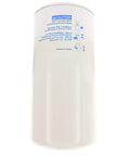 Premium Spin On Oil Filter For Air Compressors Heavy Duty Replacement showing white cylindrical design with caution labels for safety.