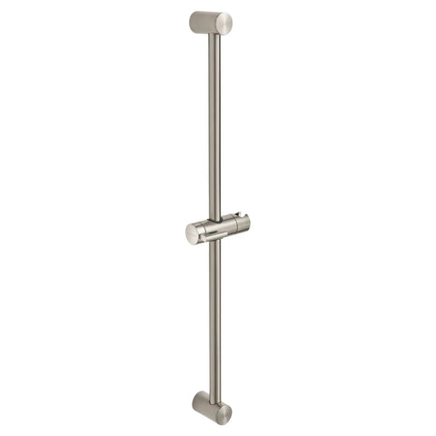 Round Handheld Shower Head Slide Bar 30 Inch, Brushed Nickel Finish, Adjustable Bracket And Holder For Hands Free Showering, Height Adjustable, Easy Upgrade For Modern Bathrooms