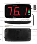 Pro Grade Decibel Meter And Sound Level Meter With 13 Inch HD Display And Wall Mount, showing front and back views with labeled features