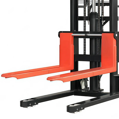Heavy Duty Manual Pallet Jack With A Rugged Hydraulic Pump And Reinforced C Channel Steel Forks, showcasing robust steel forks and hydraulic lift.