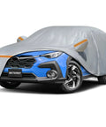 Subaru Crosstrek 2014-2026 All Weather Waterproof Full Car Cover With Custom Fit Outdoor Windproof Design Door Zipper Cotton Lining UV Sun Rain Dust Snow Protection Gray on car