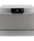 Front view of Compact 22 Inch RV Countertop Dishwasher With LED Touch Controls and Child Lock, showing touch panel and time display.
