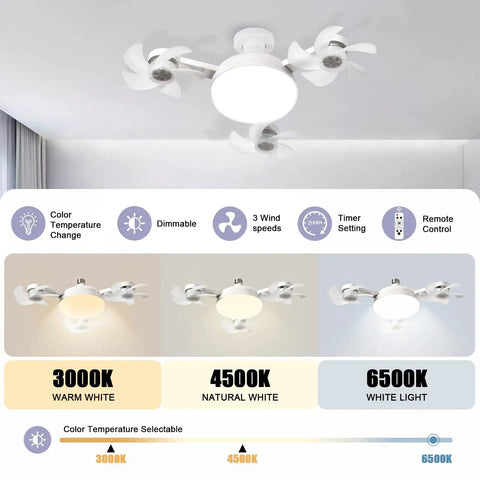 Socket Fan Light With Remote And Dimmable Led Screw In Ceiling Fan Offering Three Slick Speeds showing color temperature options.
