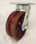 Heavy Duty 6 By 2 Inch Swivel Casters Kingpinless 7/8 V Groove Ductile Steel Wheels 1500 Lbs Capacity Set Of 4 Red Rolling Support