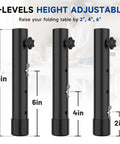 Boost Your Setup Fast With These Adjustable Table Leg Extenders For Folding Desks Heavy Duty Steel Riser 3 height options 2in 4in 6in black