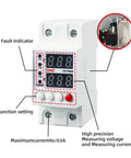 Smart Circuit Breaker With Overvoltage And Undervoltage Protection, Adjustable 80-210V Low Cutoff, display showing settings