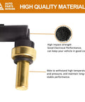 Engine coolant temperature sensor with brass probe and black plastic connector, close-up view.