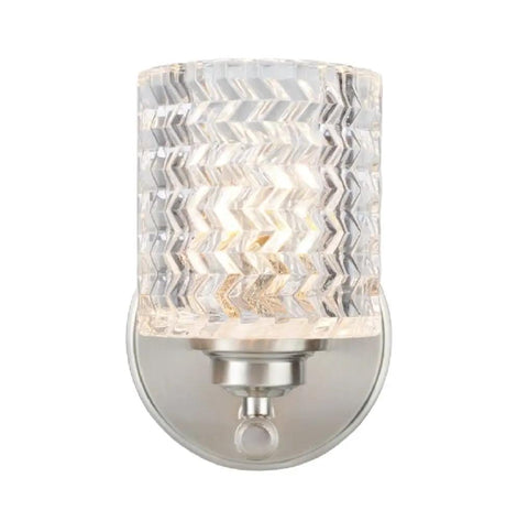 Four Light Metal Bathroom Vanity Wall Light Fixture in Brushed Nickel with clear glass shades, modern transitional style for bathrooms.