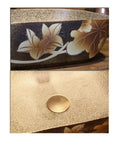 Close-up of USZWBY Vessel Sinks Bathroom Vanity Sink Vintage Art Countertop Basin Chinese-Style Ceramic Washbasin with floral design.