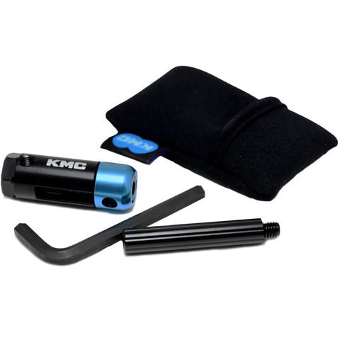 Ultra Compact Bike Chain Tool For All Speeds Including 12 Speed With Pin Directed Force, pocket tool with pouch and parts.