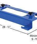 Vestil Adjustable Pallet Jockey For Walkie Trucks 4000 Lb Capacity with adjustable length knobs and blue steel design.