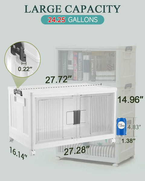 Heavy Duty 97 Qt Storage Bins With Secure Lids For Closets Garages And Shelves 5 Pack Foldable Stackable Containers No Sweat Setup Perfect For Camping Rv Gear And Total Game Changing Organization