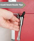 High Temp Steam Wand And Milk Frothing Hose Kit For EC685 Coffee Makers held by hand, stainless steel finish