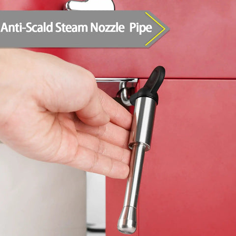 High Temp Steam Wand And Milk Frothing Hose Kit For EC685 Coffee Makers held by hand, stainless steel finish