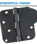 Top Notch 12 Pack Matte Black Door Hinges With Slick 5/8 Radius Corners And Smooth Full Swing Design close-up of hinge finish