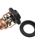 DIY Friendly Thermostat Repair Kit For Mercury Marine Outboard Engines 4 Stroke 8 To 30 HP Carb EFI 140 F Temperature Rated Replaces 855676002 8M0119207 8M0139434 855676005 showing copper thermostat with gasket