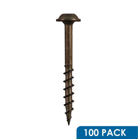 Pocket Hole Deck Screws Number Eight Inch, Square Drive, Round Washer Head Wood Fasteners, Deep Coarse Thread, 100 Pack image