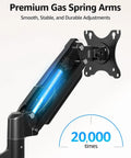 Premium gas spring arms of Dual Monitor Desk Arm Mount For 22 To 32 Inch Screens Height Adjustable Vesa 75x75 Or 100x100 Compatible