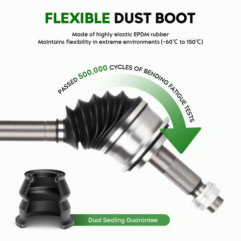 Flexible dust boot on CV axle shaft assembly made of elastic EPDM rubber for Toyota and Lexus 4Runner Tacoma FJ Cruiser.