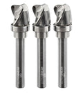 Heavy Duty Deep Reach Bowl Router Bits Set Kickin Clean Cuts With Solid Carbide Heads And Rigid 8mm Shanks For Smooth Tray Routing Jobs Made In Usa, set of 3 carbide bits with steel shanks.